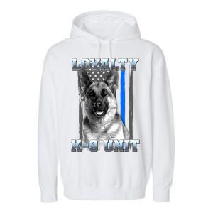 Loyalty K-9 Unit German Shepard Thin Blue Line Flag Garment-Dyed Fleece Hoodie