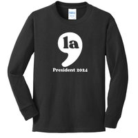 La President 2024 Graphic Kids Long Sleeve Shirt