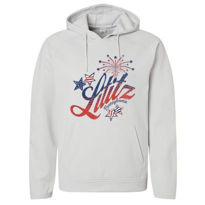 Lititz Pennsylvania 4th Of July Performance Fleece Hoodie