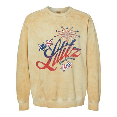 Lititz Pennsylvania 4th Of July Colorblast Crewneck Sweatshirt