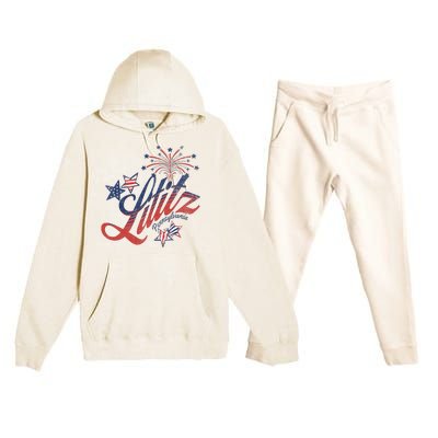 Lititz Pennsylvania 4th Of July Premium Hooded Sweatsuit Set