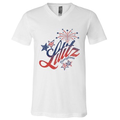 Lititz Pennsylvania 4th Of July V-Neck T-Shirt