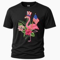 lamerica Patriotic 4th of July Flamingo American Cooling Performance Crew T-Shirt