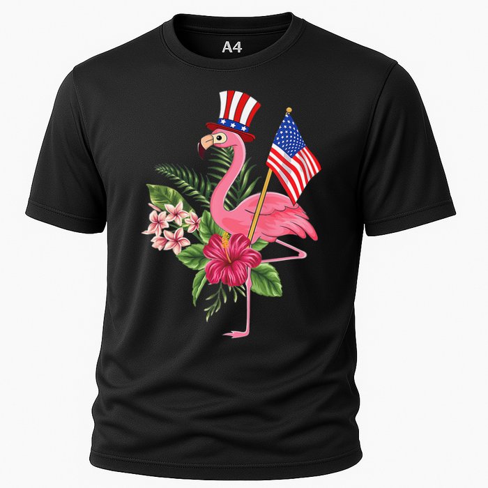 lamerica Patriotic 4th of July Flamingo American Cooling Performance Crew T-Shirt