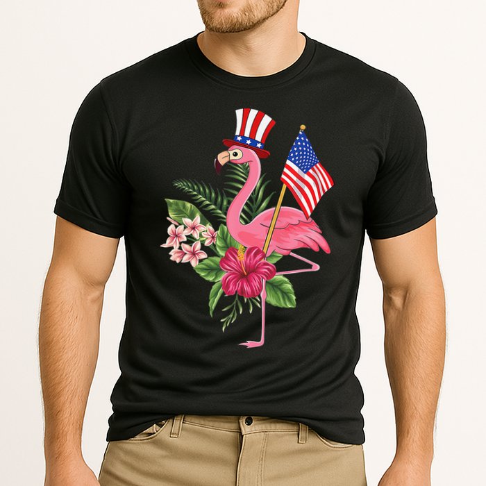lamerica Patriotic 4th of July Flamingo American Cooling Performance Crew T-Shirt