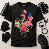 lamerica Patriotic 4th of July Flamingo American Cooling Performance Crew T-Shirt