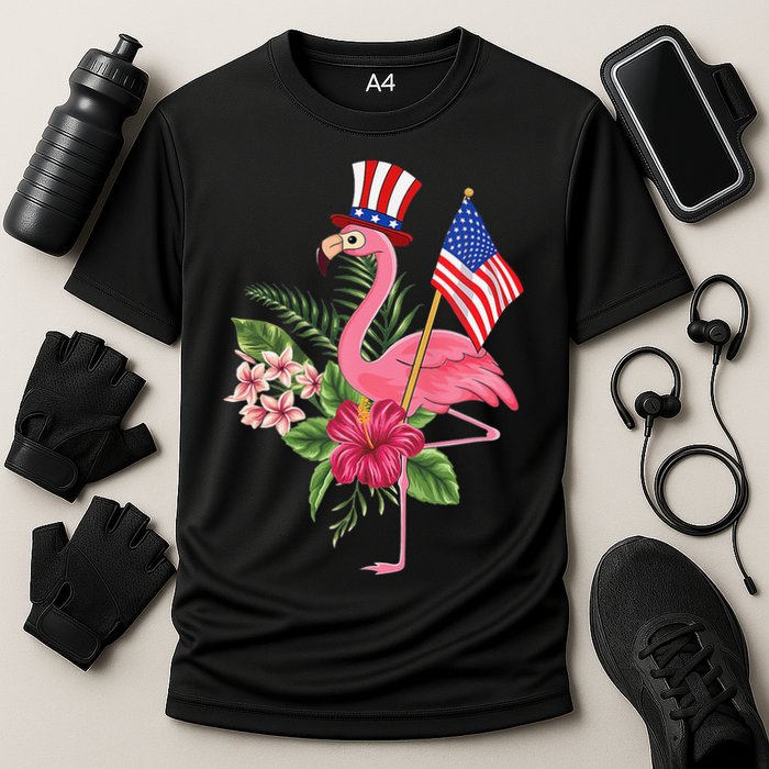 lamerica Patriotic 4th of July Flamingo American Cooling Performance Crew T-Shirt