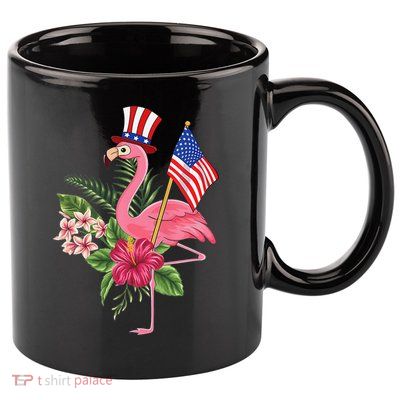 lamerica Patriotic 4th of July Flamingo American 11oz C Handle Ceramic Mug