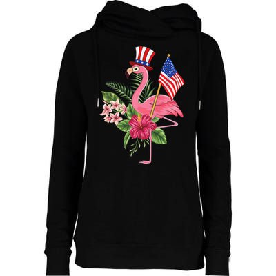 lamerica Patriotic 4th of July Flamingo American Womens Funnel Neck Pullover Hood