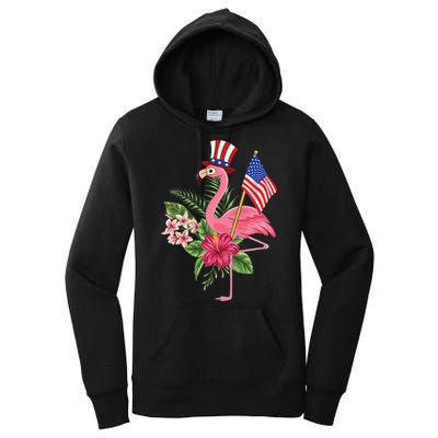 lamerica Patriotic 4th of July Flamingo American Women's Pullover Hoodie