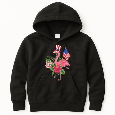 lamerica Patriotic 4th of July Flamingo American Kids Hoodie