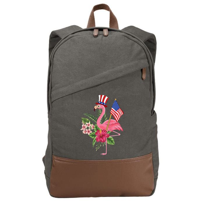 lamerica Patriotic 4th of July Flamingo American Cotton Canvas Backpack