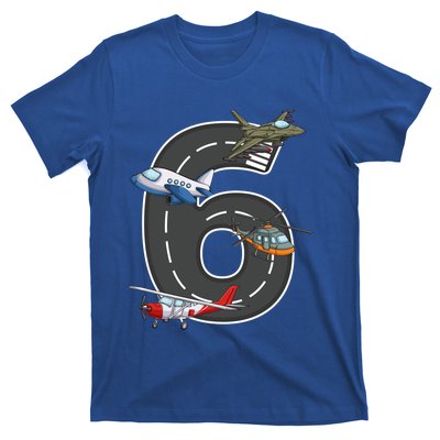 Little Pilot 6th Birthday Party 6 Six Year Old Airplane Cute Gift T-Shirt