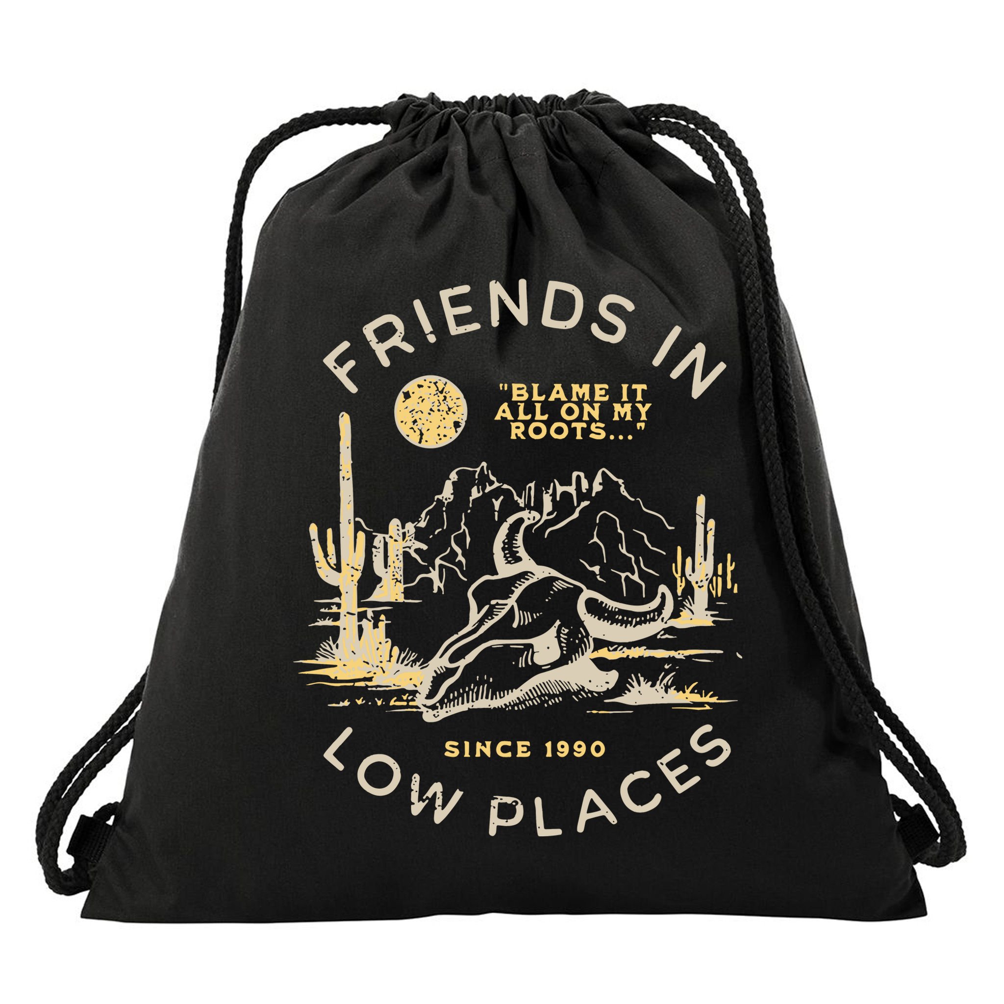 Low Places 90s Country Drawstring Bag