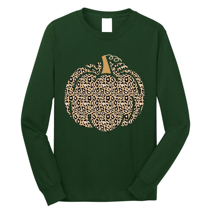 Leopard Pumpkin Art Halloween Party Autumn Holiday Seasonal Long Sleeve Shirt