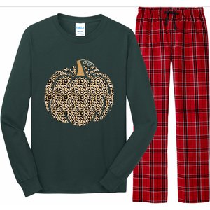 Leopard Pumpkin Art Halloween Party Autumn Holiday Seasonal Long Sleeve Pajama Set