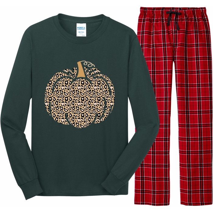 Leopard Pumpkin Art Halloween Party Autumn Holiday Seasonal Long Sleeve Pajama Set