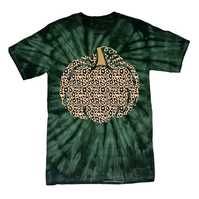 Leopard Pumpkin Art Halloween Party Autumn Holiday Seasonal Tie-Dye T-Shirt