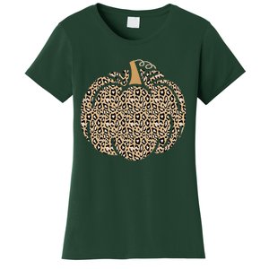 Leopard Pumpkin Art Halloween Party Autumn Holiday Seasonal Women's T-Shirt