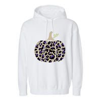 Leopard Pumpkin Art Halloween Party Autumn Holiday Seasonal Garment-Dyed Fleece Hoodie