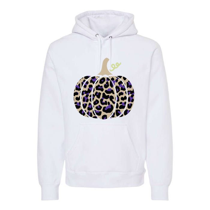 Leopard Pumpkin Art Halloween Party Autumn Holiday Seasonal Premium Hoodie