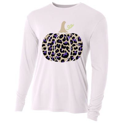 Leopard Pumpkin Art Halloween Party Autumn Holiday Seasonal Cooling Performance Long Sleeve Crew