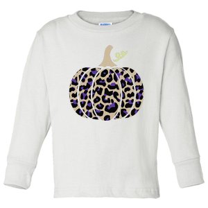 Leopard Pumpkin Art Halloween Party Autumn Holiday Seasonal Toddler Long Sleeve Shirt