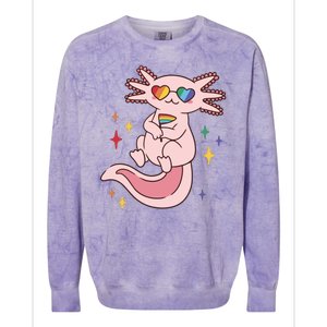 LGBTQ Pride Axolotl Rainbow Flag Colorblast Crewneck Sweatshirt