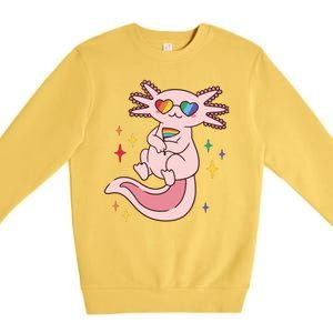 LGBTQ Pride Axolotl Rainbow Flag Premium Crewneck Sweatshirt