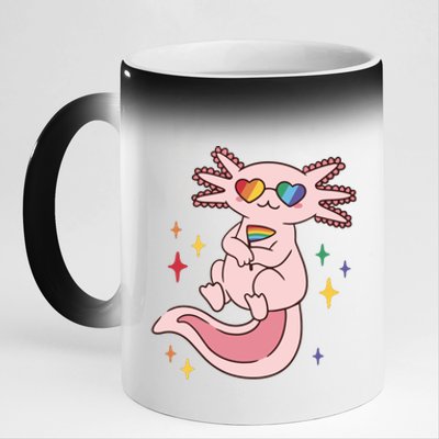 LGBTQ Pride Axolotl Rainbow Flag 11oz Black Color Changing Mug