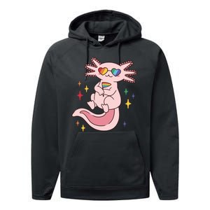 LGBTQ Pride Axolotl Rainbow Flag Performance Fleece Hoodie