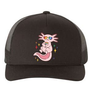 LGBTQ Pride Axolotl Rainbow Flag Yupoong Adult 5-Panel Trucker Hat