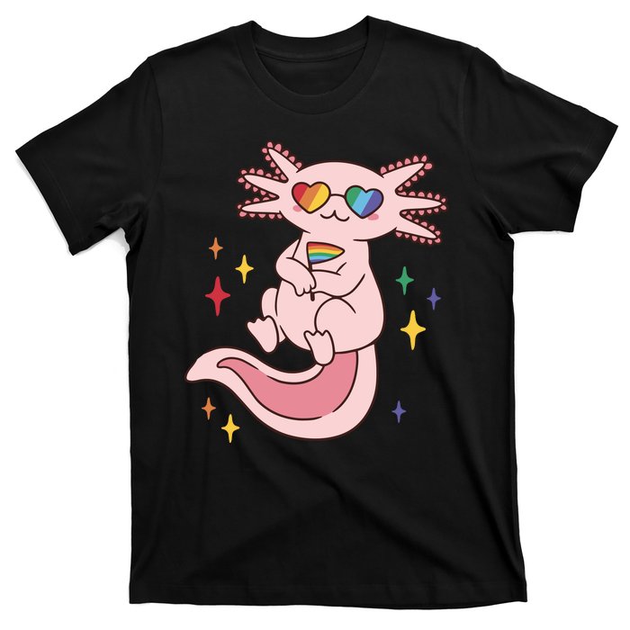 LGBTQ Pride Axolotl Rainbow Flag T-Shirt