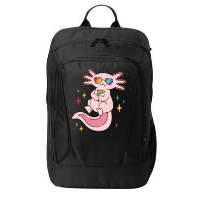 LGBTQ Pride Axolotl Rainbow Flag City Backpack