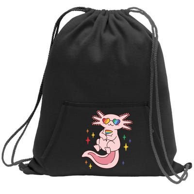 LGBTQ Pride Axolotl Rainbow Flag Sweatshirt Cinch Pack Bag