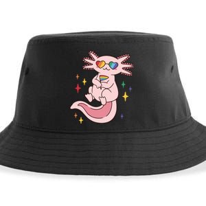 LGBTQ Pride Axolotl Rainbow Flag Sustainable Bucket Hat