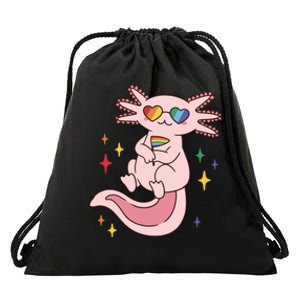 LGBTQ Pride Axolotl Rainbow Flag Drawstring Bag