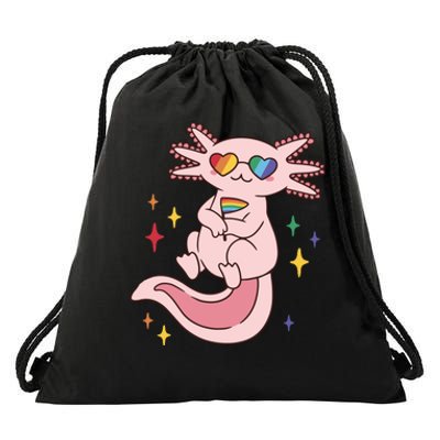 LGBTQ Pride Axolotl Rainbow Flag Drawstring Bag