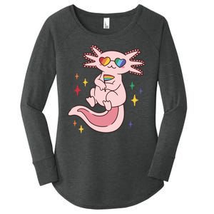 LGBTQ Pride Axolotl Rainbow Flag Women's Perfect Tri Tunic Long Sleeve Shirt