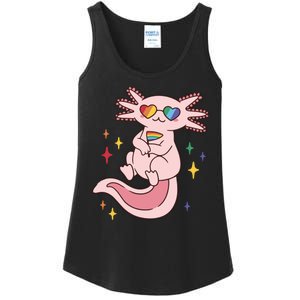 LGBTQ Pride Axolotl Rainbow Flag Ladies Essential Tank