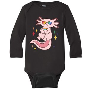 LGBTQ Pride Axolotl Rainbow Flag Baby Long Sleeve Bodysuit