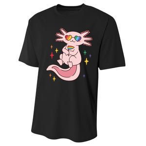 LGBTQ Pride Axolotl Rainbow Flag Performance Sprint T-Shirt