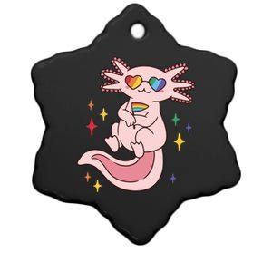 LGBTQ Pride Axolotl Rainbow Flag Ceramic Star Ornament