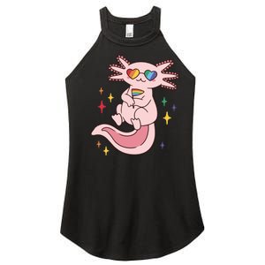 LGBTQ Pride Axolotl Rainbow Flag Women's Perfect Tri Rocker Tank