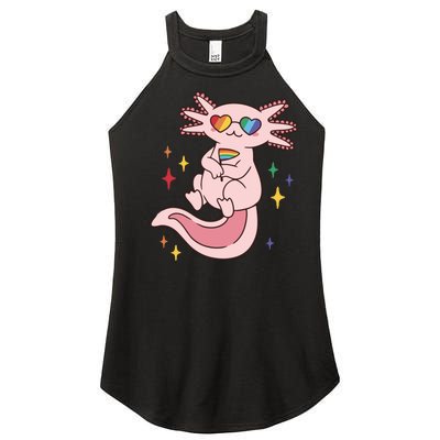 LGBTQ Pride Axolotl Rainbow Flag Women's Perfect Tri Rocker Tank