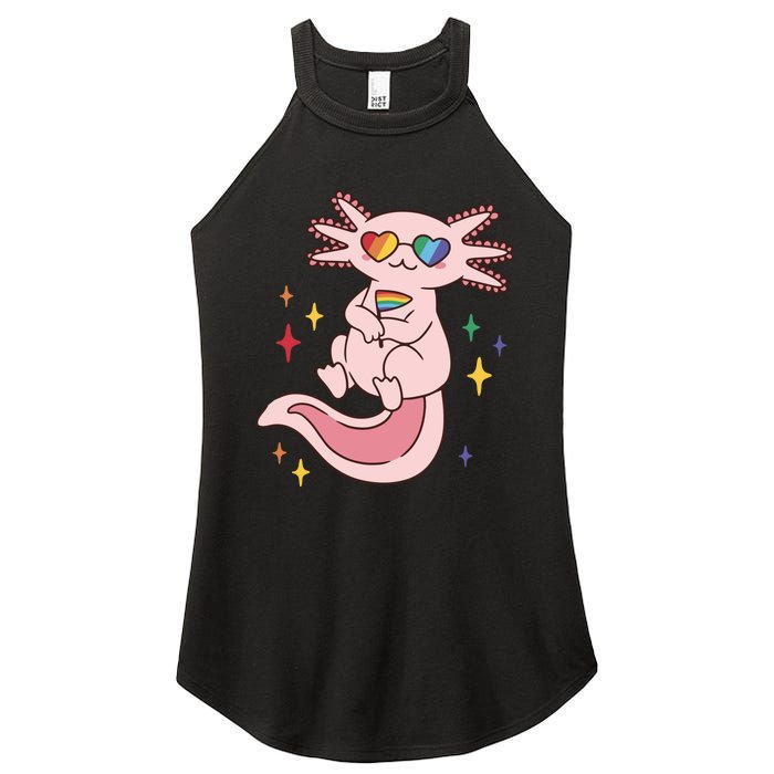 LGBTQ Pride Axolotl Rainbow Flag Women's Perfect Tri Rocker Tank