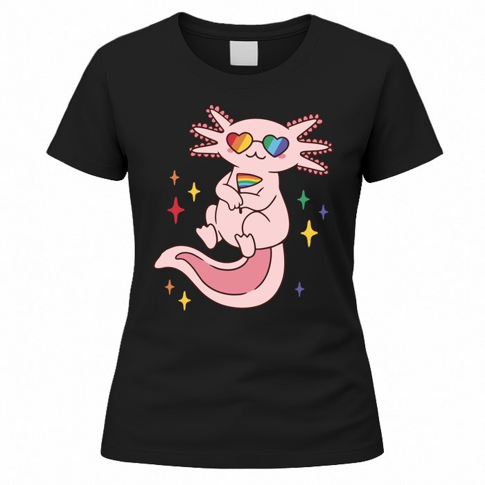 LGBTQ Pride Axolotl Rainbow Flag Women's T-Shirt