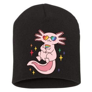 LGBTQ Pride Axolotl Rainbow Flag Short Acrylic Beanie