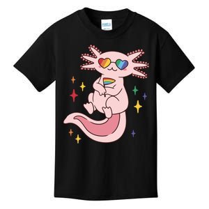 LGBTQ Pride Axolotl Rainbow Flag Kids T-Shirt