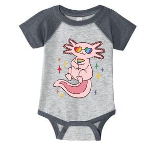 LGBTQ Pride Axolotl Rainbow Flag Infant Baby Jersey Bodysuit